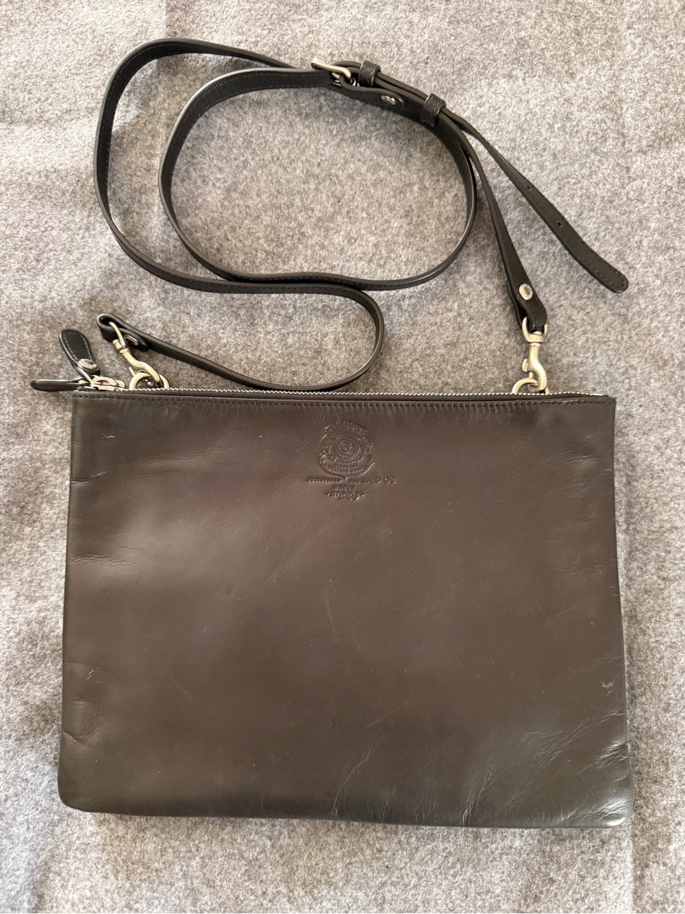 Ghurka No. 229 Black Leather Crossbody Pouch Bag Made in Spain Vintage Luxury